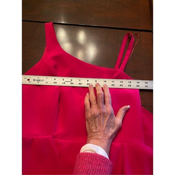 Formal Gown One Shoulder Hot Pink Peplum Made in Spain Sz. S - Picture 11 of 14